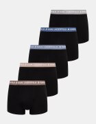 Karl Lagerfeld прилепнали боксерки мъжки от памук с еластан LOGO TRUNK 5 броя черни B1M47030