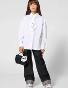 Karl Lagerfeld риза за деца от памук бяла с изчистена шарка Z31316
