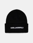 Karl Lagerfeld Шапка с вълна K/ESSENTIAL в черно от плътен трикотаж A3M33159