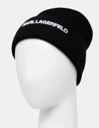 Karl Lagerfeld Шапка с вълна K/ESSENTIAL в черно от плътен трикотаж A3M33159