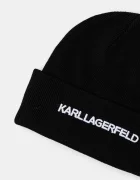 Karl Lagerfeld Шапка с вълна K/ESSENTIAL в черно от плътен трикотаж A3M33159