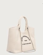Karl Lagerfeld шопинг чанта дамска от памук K/RSG бежова B3W50068