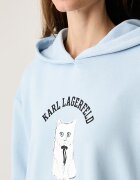 Karl Lagerfeld суичър с качулка дамски от памук син B4W20061