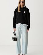 Karl Lagerfeld суичър с качулка дамски с памук IKON черен B3W20048