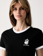 Karl Lagerfeld тениска дамска от памук IKON черна B3W17092