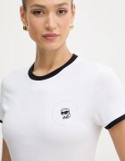 Karl Lagerfeld тениска дамска памучна IKON бяла B2W17026