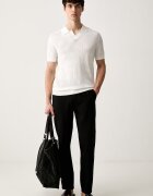Karl Lagerfeld тениска с яка мъжка от ажур бежова 563302.655010
