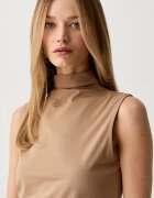 Karl Lagerfeld топ дамски от памук с еластан бежов B3W17063