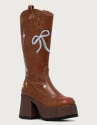 Koi Footwear ботуши под коляното с платформа дамски Jettison Chunky Cowboy Boots кафяви PW02