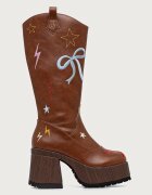 Koi Footwear ботуши под коляното с платформа дамски Jettison Chunky Cowboy Boots кафяви PW02