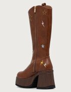Koi Footwear ботуши под коляното с платформа дамски Jettison Chunky Cowboy Boots кафяви PW02