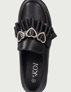 Koi Footwear мокасини с дебел ток Dark Delights Chunky Heart Shoes черни GW02