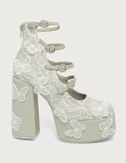 Koi Footwear обувки с дебел ток с дебел ток Wild Lotus Butterfly Lace Platform зелени DBP47