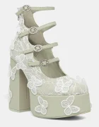 Koi Footwear Обувки с дебел ток Wild Lotus Butterfly Lace Platform Heels