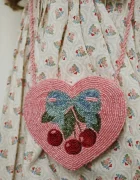 Konges Sløjd BEADED HEART BAG розова KS104220