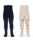 Konges Sløjd чорапогащник за деца 2 PACK CHERRY DOT TIGHTS бежов KS105831