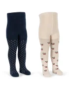 Konges Sløjd чорапогащник за деца 2 PACK CHERRY DOT TIGHTS бежов KS105831
