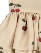 Konges Sløjd разкроена рокля FANYA CHERRY DRESS бежова с плодов мотив KS106013