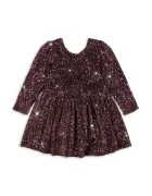 Konges Sløjd разкроена рокля от кадифе VIOLA DRESS кафява с пайети KS106646