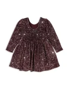 Konges Sløjd разкроена рокля от кадифе VIOLA DRESS кафява с пайети KS106646