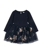 Konges Sløjd разкроена рокля с памук YVONNE BALLERINA DRESS GRS тъмносиня KS106331