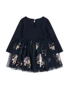 Konges Sløjd разкроена рокля с памук YVONNE BALLERINA DRESS GRS тъмносиня KS106331
