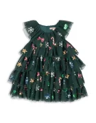Konges Sløjd разкроена рокля YVONNE CHRISTMAS DRESS зелена с празничен десен KS108137