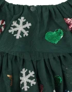 Konges Sløjd разкроена рокля YVONNE CHRISTMAS DRESS зелена с празничен десен KS108137
