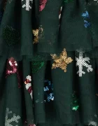 Konges Sløjd разкроена рокля YVONNE CHRISTMAS DRESS зелена с празничен десен KS108137