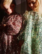 Konges Sløjd рокля babydoll LILA SEQUINS DRESS розова с пайети KS107391
