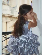 Konges Sløjd рокля FIA FRILL DRESS GRS синя с изчистена шарка KS106017