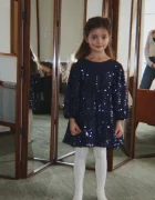 Konges Sløjd рокля LILA SEQUINS BOW DRESS тъмносиня KS106100