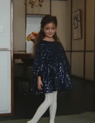 Konges Sløjd рокля LILA SEQUINS BOW DRESS тъмносиня KS106100