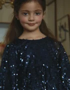 Konges Sløjd рокля LILA SEQUINS BOW DRESS тъмносиня KS106100