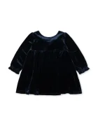 Konges Sløjd рокля от кадифе GIA BOW DRESS GRS тъмносиня с изчистена шарка KS108494