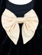 Konges Sløjd рокля от кадифе GIA BOW DRESS GRS тъмносиня с изчистена шарка KS108494