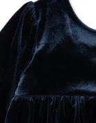 Konges Sløjd рокля от кадифе GIA BOW DRESS GRS тъмносиня с изчистена шарка KS108494