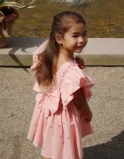 Konges Sløjd рокля от памук EVIA FRILL DRESS GOTS розова KS105660