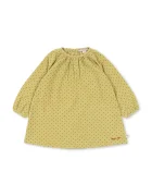 Konges Sløjd рокля от памук MARLO DRESS GOTS жълта с изчистена шарка KS106146