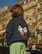 Konges Sløjd яке бомбър за деца JUNO PRINTED DOT BOMBER JACKET тъмносиньо KS106052