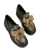 Kurt Geiger London лоуфъри дамски от кожа Bow Crystal Loafer зелени 5388460109