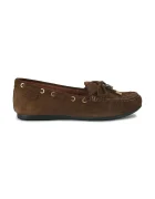 Kurt Geiger London мокасини дамски от велур Eagle Moccasin кафяви 9790830209