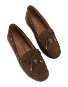 Kurt Geiger London мокасини дамски от велур Eagle Moccasin кафяви 9790830209