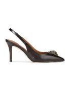 Kurt Geiger London обувки с ток от кожа Belgravia High Sling Brown черни 3422839109