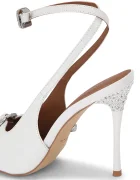 Kurt Geiger London обувки с ток от кожа Buckle Point Court White бели 5850210309