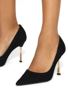 Kurt Geiger London обувки с ток от велур Bank Court черни 6149900209