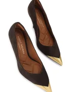 Kurt Geiger London обувки с ток от велур Regent Point Court кафяви 4986935209