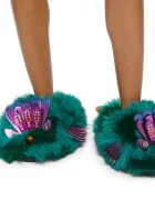 Kurt Geiger London пантофи дамски Eagle Fluff Slipper тюркоазени 6312970999
