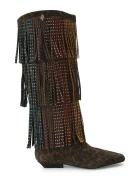 Kurt Geiger London Велурени ботуши Western Fringe Pull On
