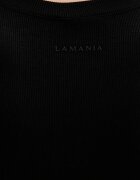 La Mania рокля драпирана от вискоза FAITH черна с изчистена шарка FAITH